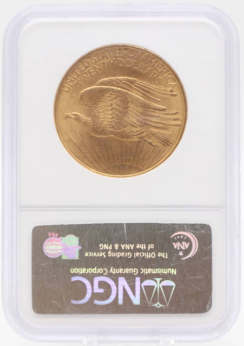 1908 NGC MS65 $20 Saint Gauden No Motto